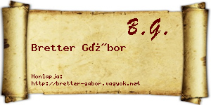 Bretter Gábor névjegykártya
